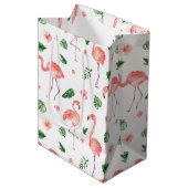 Tropisch roze Flamingo patroon Medium Cadeauzakje (Voorkant Gekanteld)