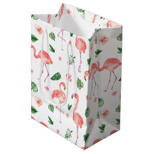 Tropisch roze Flamingo patroon Medium Cadeauzakje