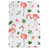 Tropisch roze Flamingo patroon Medium Cadeauzakje (Achterkant)