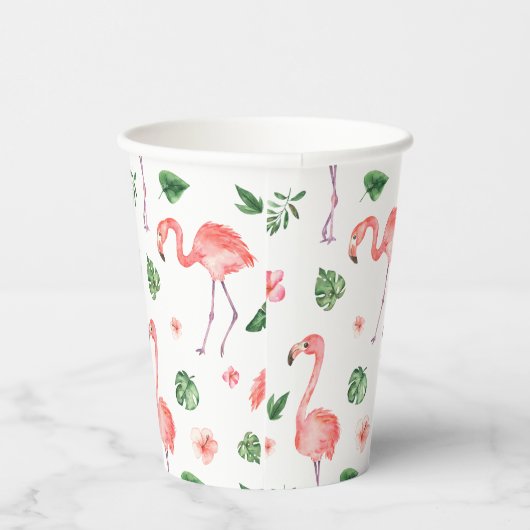 Tropisch roze Flamingo patroon Papieren Bekers (Rechts)