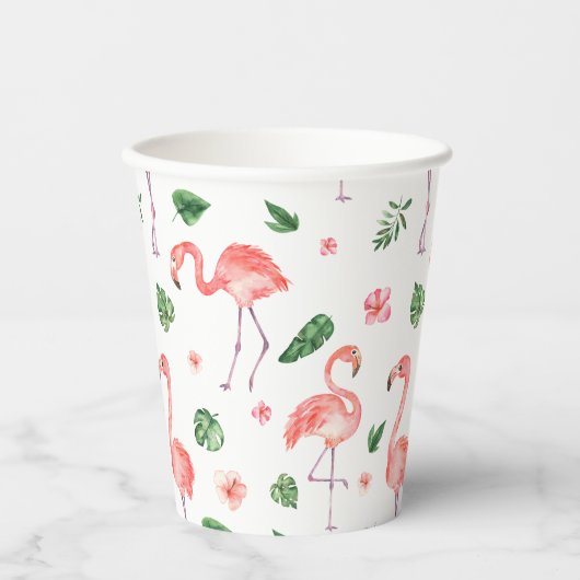 Tropisch roze Flamingo patroon Papieren Bekers (Voorkant)