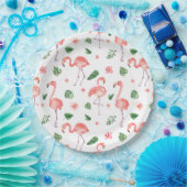 Tropisch roze Flamingo patroon Papieren Bordje (Feest)