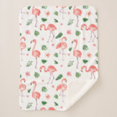 Tropisch roze Flamingo patroon Sherpa Deken (Voorkant)