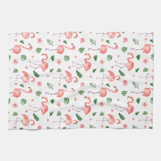 Tropisch roze Flamingo patroon Theedoek (Horizontaal)
