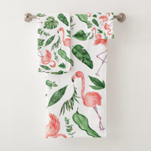 Tropisch Roze Flamingo patroon v2 Bathroom Bad Handdoek