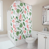Tropisch Roze Flamingo patroon v2 Bathroom Douchegordijn (In situ)