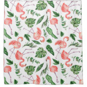 Tropisch Roze Flamingo patroon v2 Bathroom Douchegordijn (Voorkant)