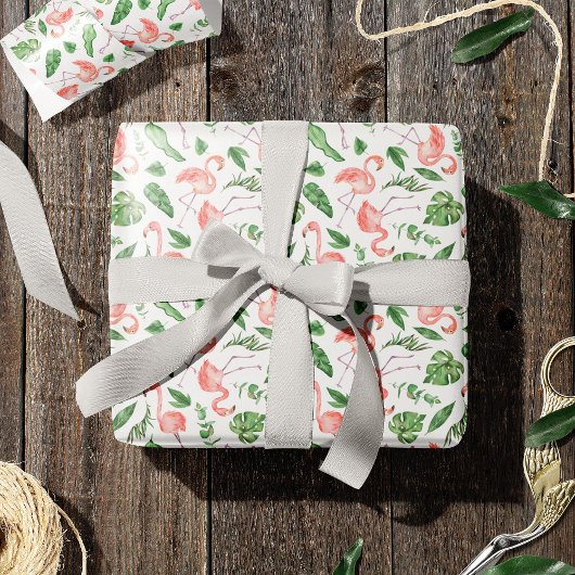 Tropisch roze Flamingo patroon v2 Cadeaupapier