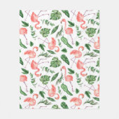 Tropisch roze Flamingo patroon v2 Fleece Deken (Voorkant)
