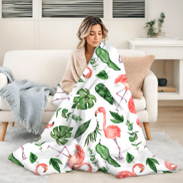 Tropisch roze Flamingo patroon v2 Fleece Deken