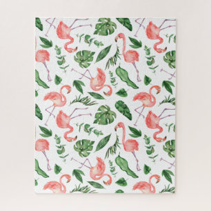 Tropisch roze Flamingo patroon v2 Legpuzzel
