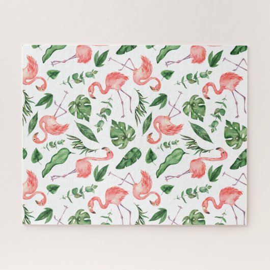 Tropisch roze Flamingo patroon v2 Legpuzzel (Horizontaal)