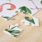 Tropisch roze Flamingo patroon v2 Legpuzzel (Zijkant)