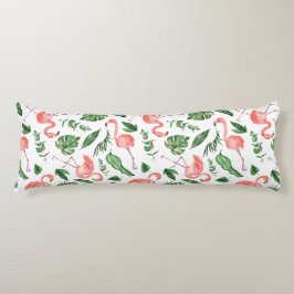 Tropisch roze Flamingo patroon v2 Lichaamskussen
