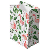 Tropisch roze Flamingo patroon v2 Medium Cadeauzakje (Voorkant Gekanteld)