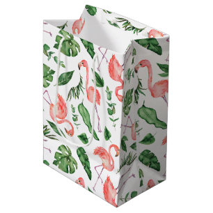 Tropisch roze Flamingo patroon v2 Medium Cadeauzakje
