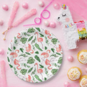 Tropisch roze Flamingo patroon v2 Papieren Bordje (Feest)