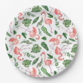 Tropisch roze Flamingo patroon v2 Papieren Bordje (Voorkant)