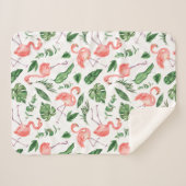 Tropisch roze Flamingo patroon v2 Sherpa Deken (Voorkant (horizontaal))