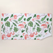 Tropisch roze Flamingo patroon v2 Strandlaken (Voorkant)