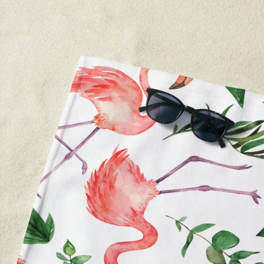 Tropisch roze Flamingo patroon v2 Strandlaken (In situ)