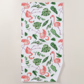 Tropisch roze Flamingo patroon v2 Strandlaken (Voorkant)