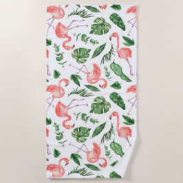 Tropisch roze Flamingo patroon v2 Strandlaken