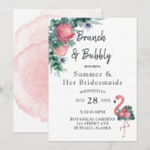 Tropisch roze Flamingo Peony Brunch en Bubble Kaart (Voorkant / Achterkant)