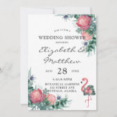 Tropisch roze Flamingo Peony Wedding Shower Kaart (Voorkant)