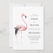 Tropisch roze flamingo strandhuwelijk kaart (Voorkant)