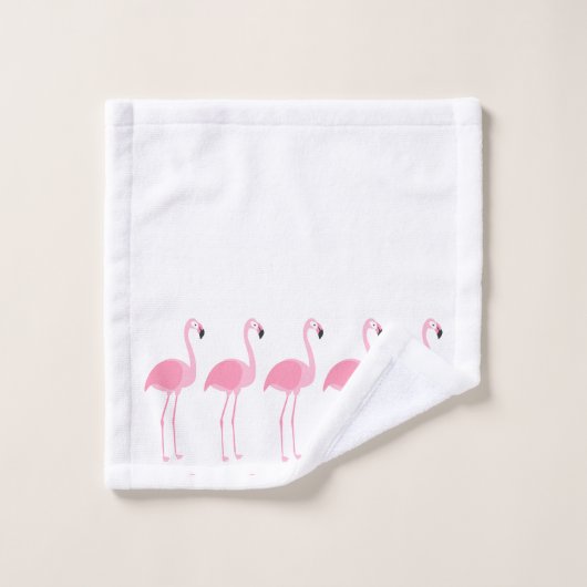 Tropisch roze flamingo Stripe Monogram Bad Handdoek (Wasdoekje)