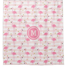 Tropisch roze flamingo Stripe Monogram 