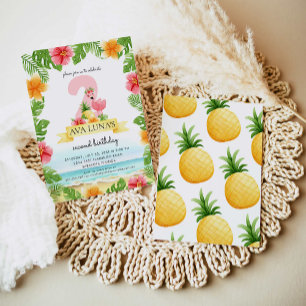 Tropisch roze flamingo Summer Girl 2e Kaart