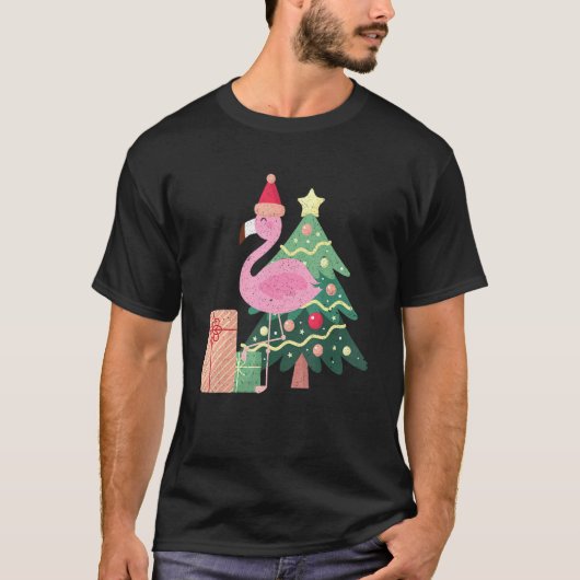 Tropisch roze flamingo Summer Vacking Kerstmis I T-shirt (Voorkant)