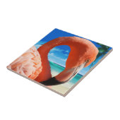 Tropisch Roze Flamingo Tile Trivet Tegeltje (Zijkant)