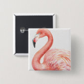 Tropisch | Roze Flamingo Vierkante Button 5,1 Cm (Voorkant /achterkant)