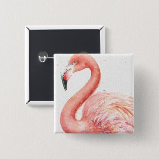 Tropisch | Roze Flamingo Vierkante Button 5,1 Cm (Voorkant /achterkant)