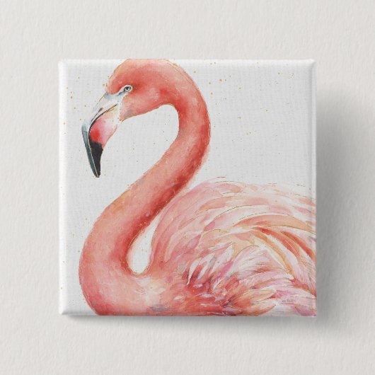 Tropisch | Roze Flamingo Vierkante Button 5,1 Cm (Voorkant)