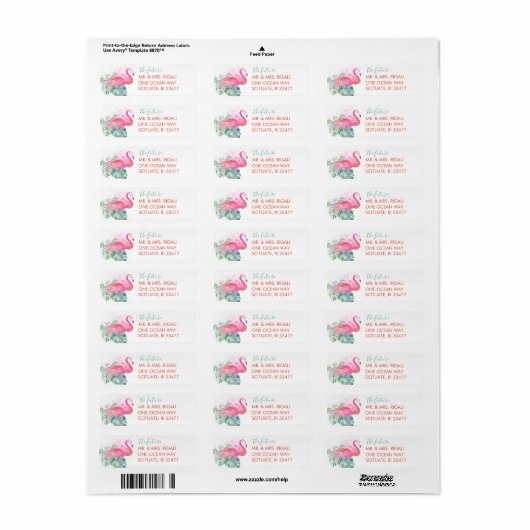 Tropisch Roze Flamingo Waterverf Return Address Etiket (Full Sheet)