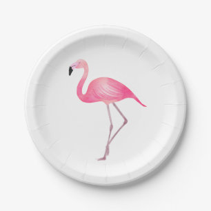 Tropisch roze flamingo Weduwomzomerstrand Papieren Bordje