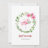 Tropisch Roze Flamingo Wenskaart voor Kerst Feestdagenkaart (Voorkant)