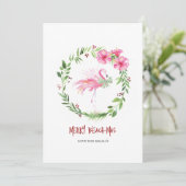 Tropisch Roze Flamingo Wenskaart voor Kerst Feestdagenkaart (Staand voorkant)
