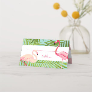 Tropisch roze flamingohuwelijk plaatskaartje