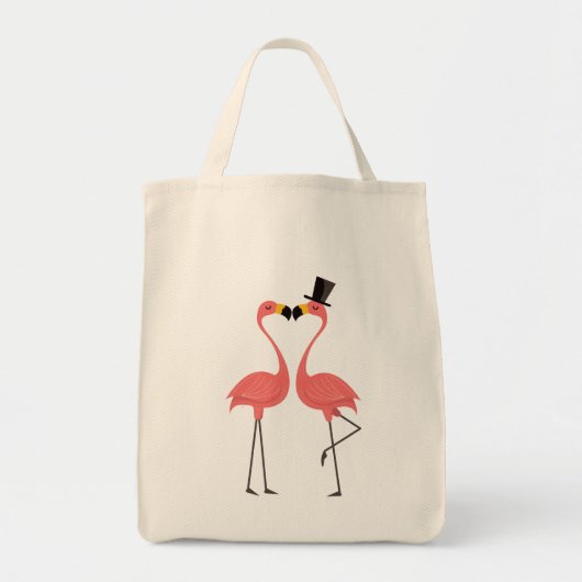Tropisch roze flamingos - bruiloft, Vrijgezellenfe Tote Bag (Voorkant)