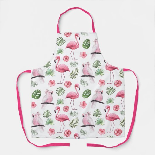 Tropisch roze flamingos en cokatoos schort (Voorkant)