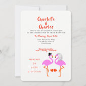 Tropisch roze flamingos Fun Modern Wedding Invite Kaart (Voorkant)