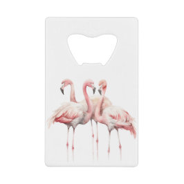 Tropisch roze flamingos gepersonaliseerd creditkaart flessenopener