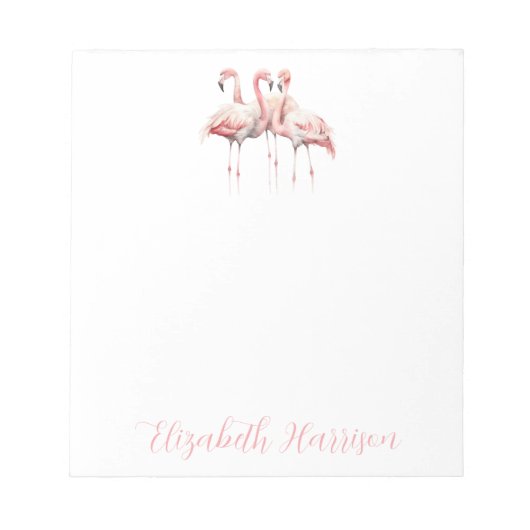 Tropisch roze flamingos gepersonaliseerd notitieblok (Voorkant)