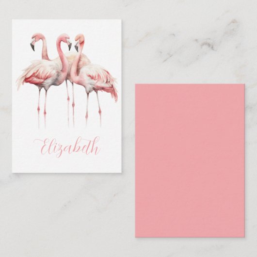 Tropisch roze flamingos gepersonaliseerd notitiekaartje (Voorkant / Achterkant)
