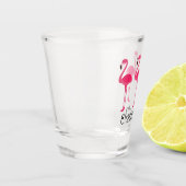 Tropisch roze flamingos gepersonaliseerd shot glas (Links)